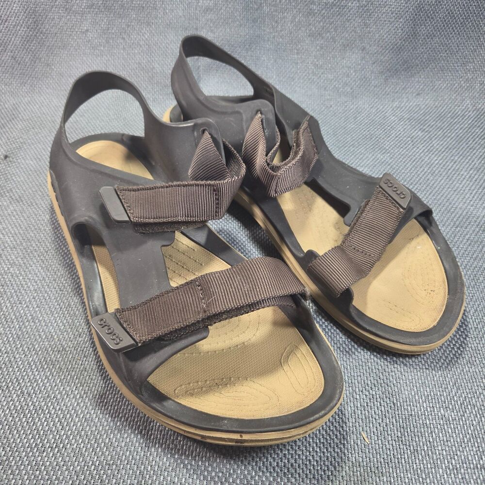 Crocs Iconic Comfort Swiftwater Brown & Beige Fishing Sandal Men's Size 11